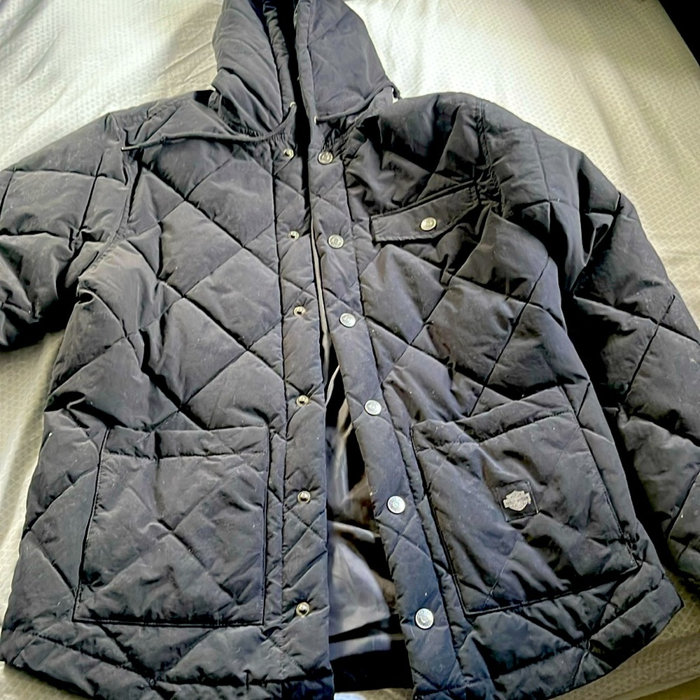 Harley Davidson Down Blend Woven Puffer Hoodie Water Resist Jacket Black new w